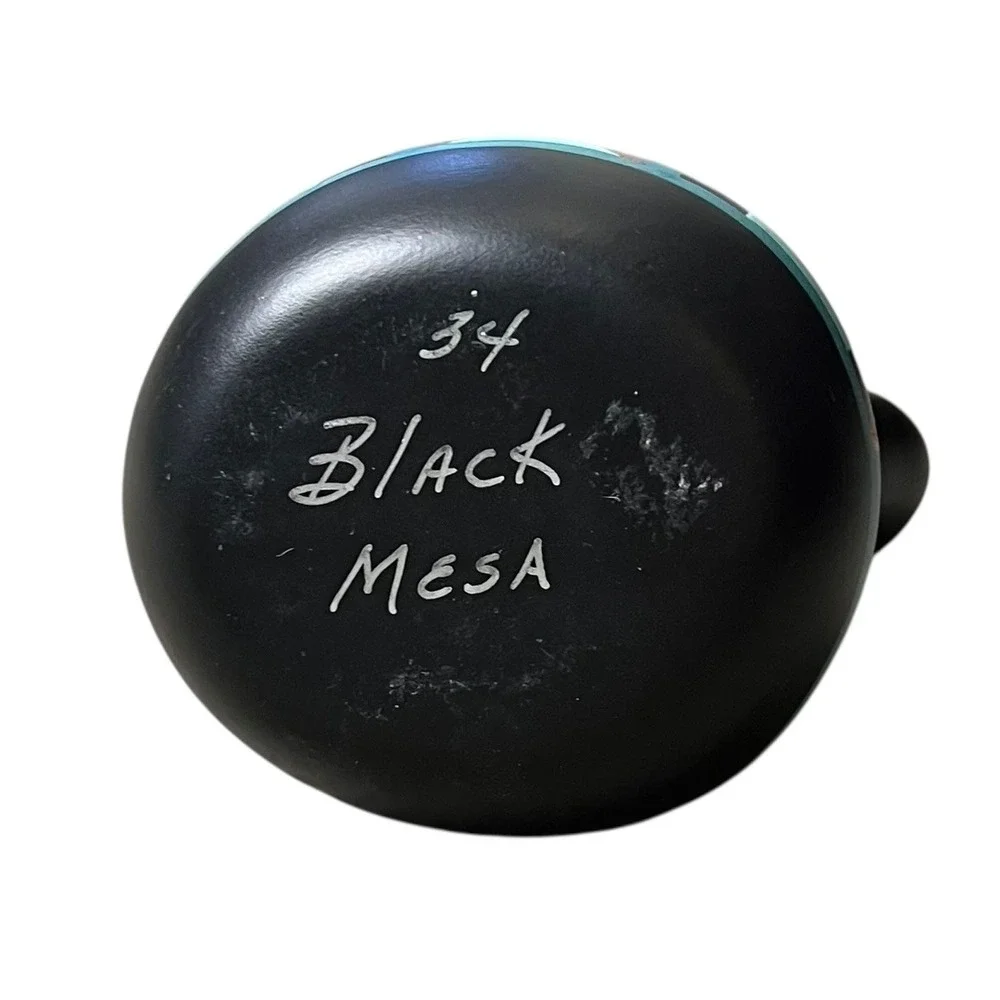 Black‎ Mesa Pottery Wedding Vase Matte Black Southwestern Geometric Signed 5.5